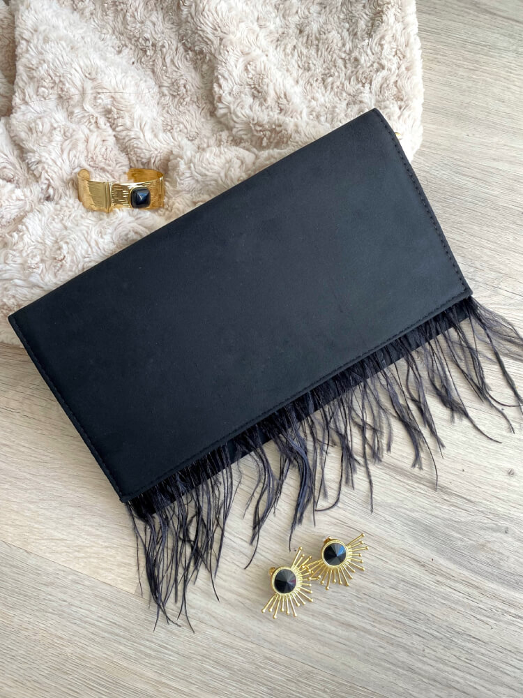 Cartera Plumas Negra