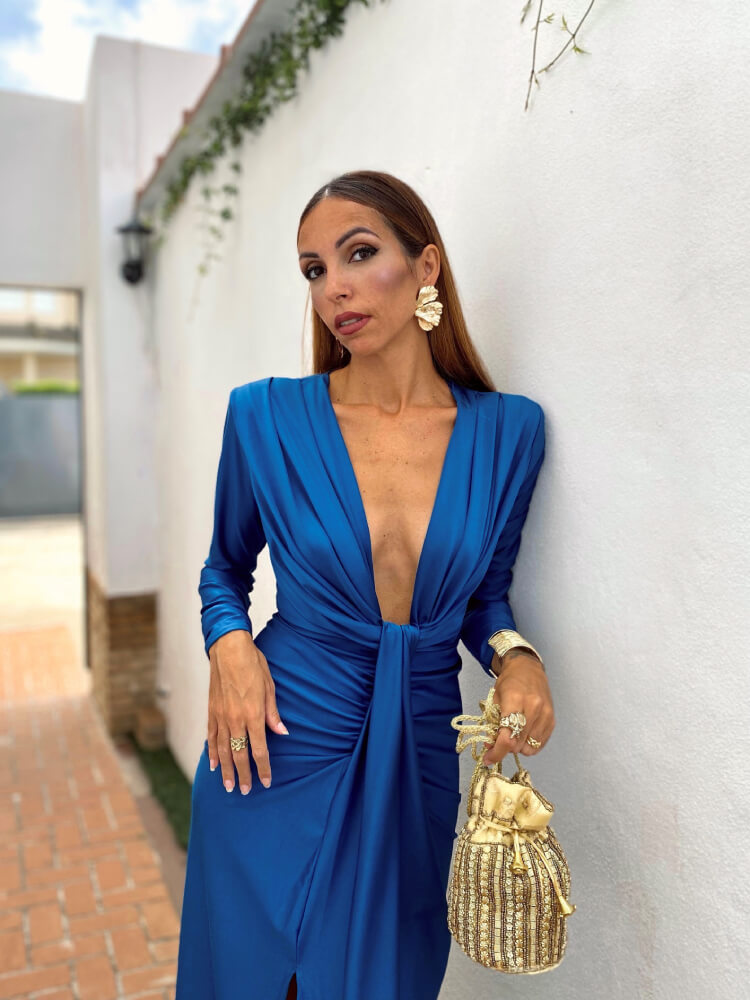 Vestido Azul Punto Seda