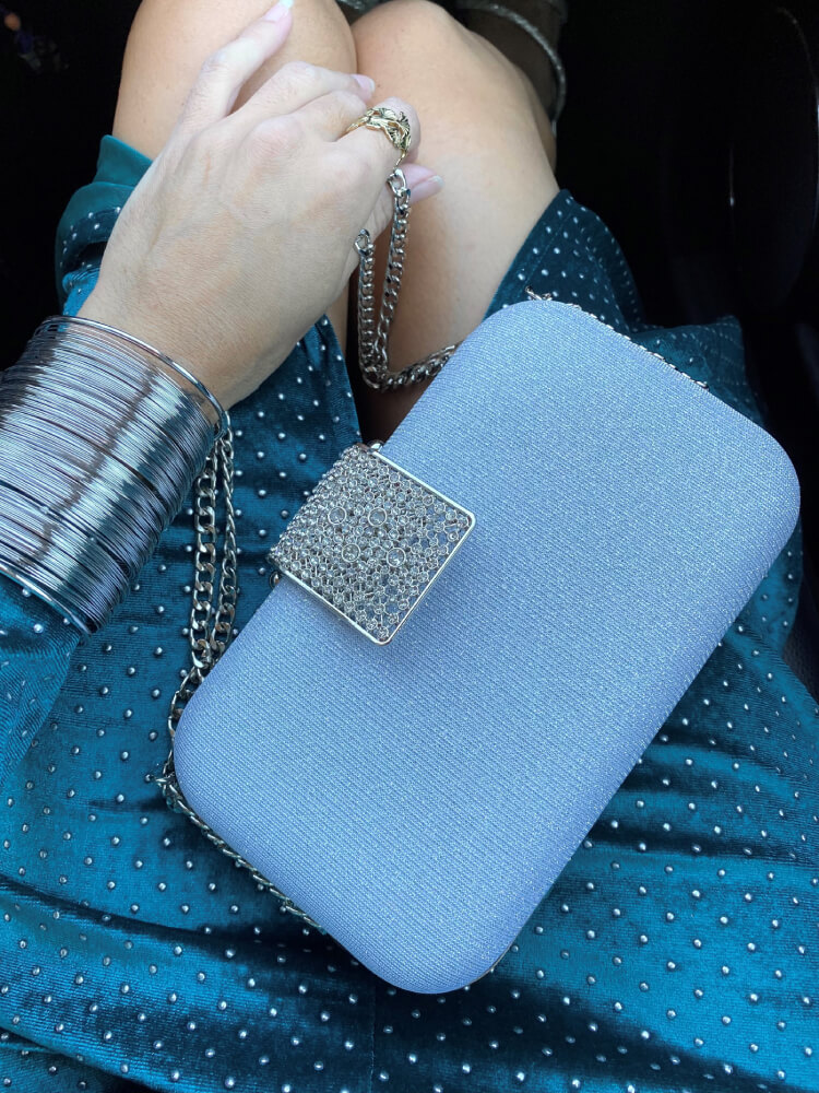 Bolso Rígido Glitter Plata
