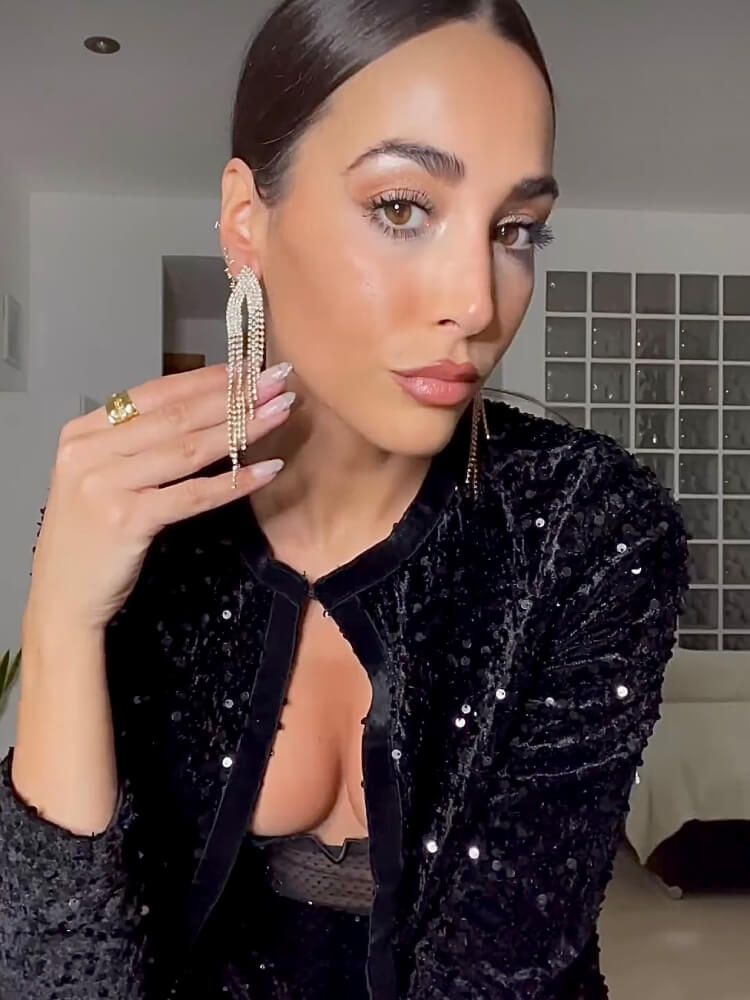 Pendientes de mujer largo con brillantes