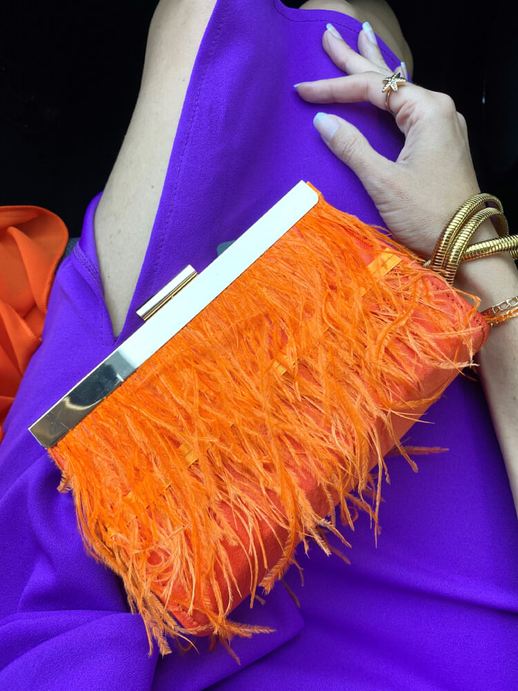 Bolso Naranja con Toques Dorados