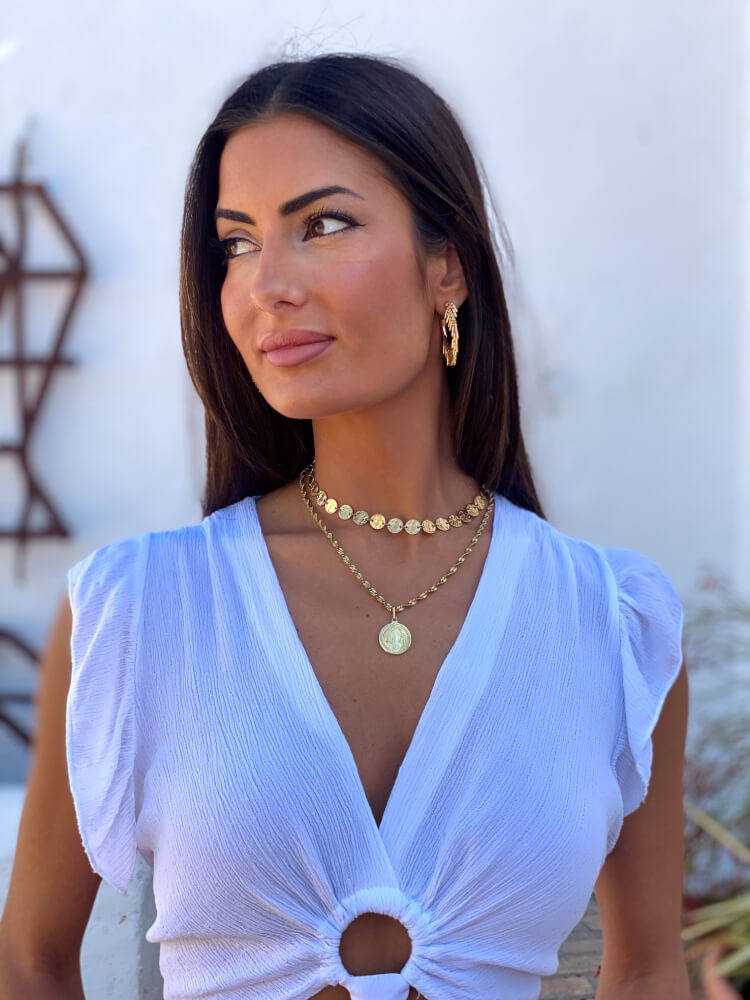 Top blanco de mujer sin mangas