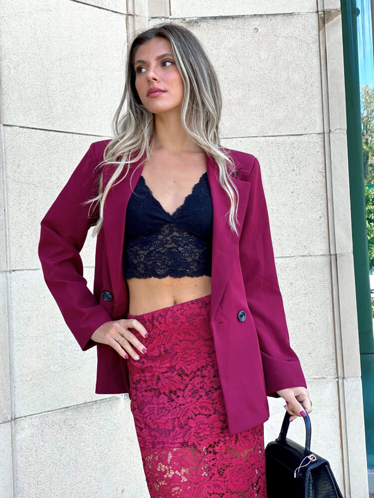Blazer Vino Con Hombreras