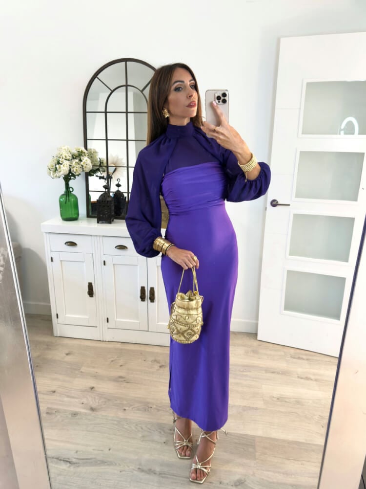 Vestido morado low cost de invitada
