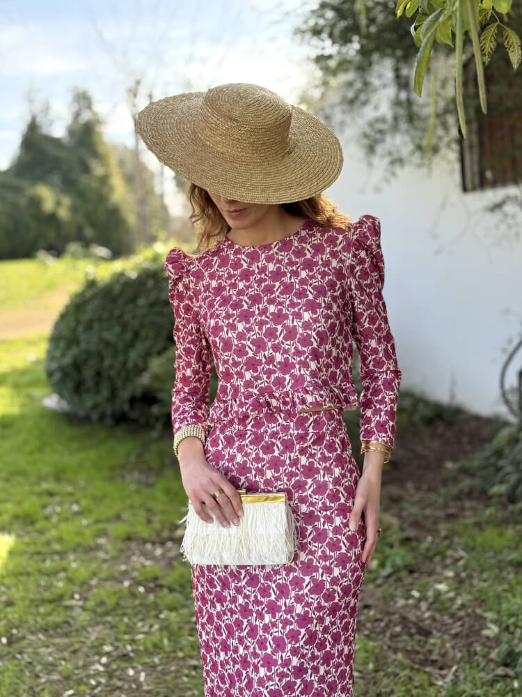 Conjunto elegante de mujer color buganvilla