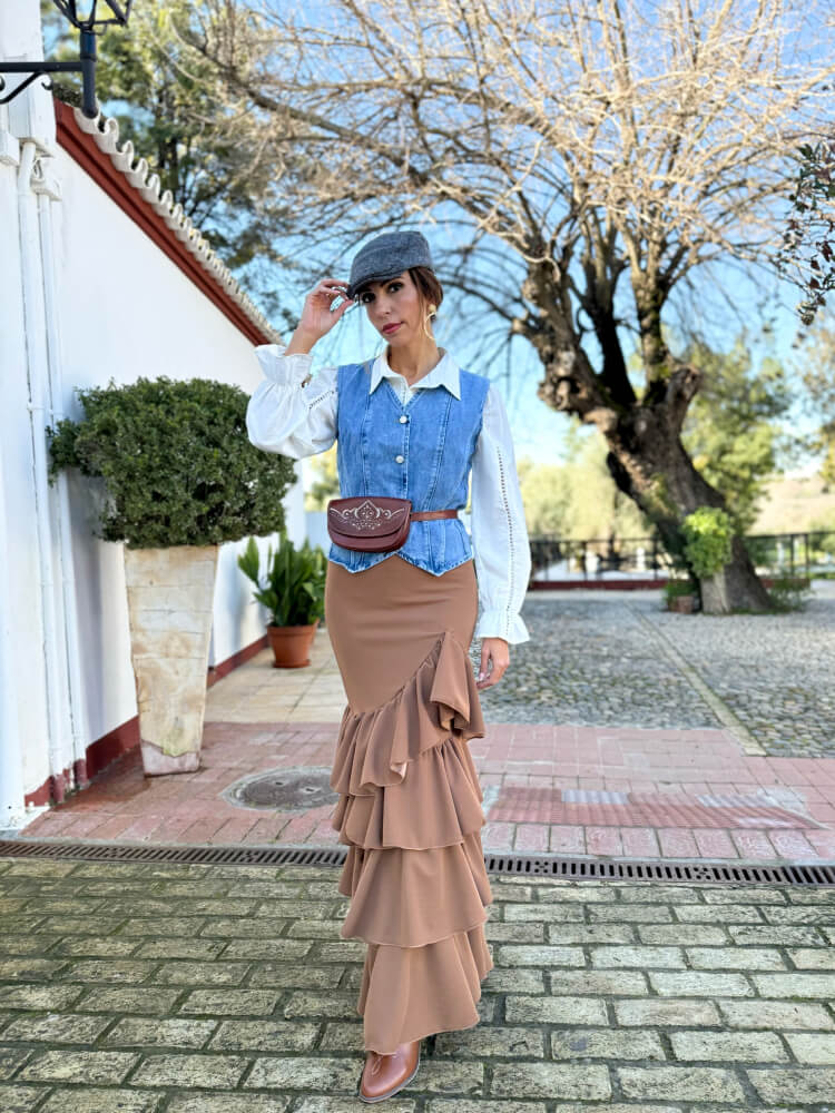 Falda larga Marrón Flamenca