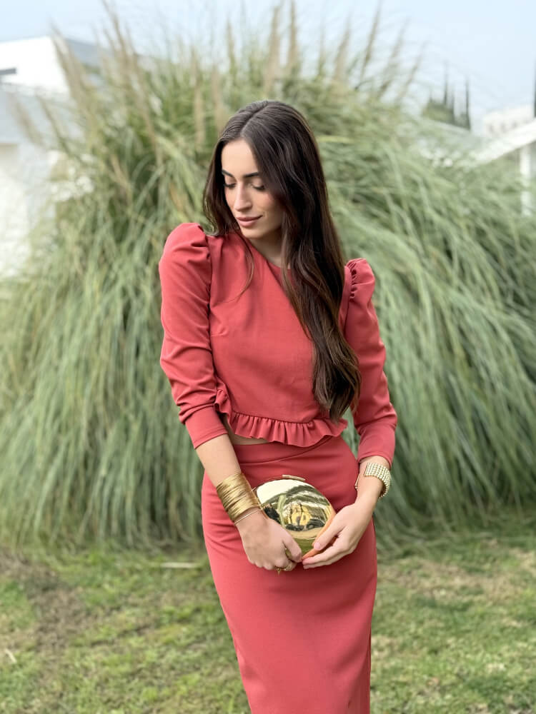 Conjunto Teja De Top Y Falda