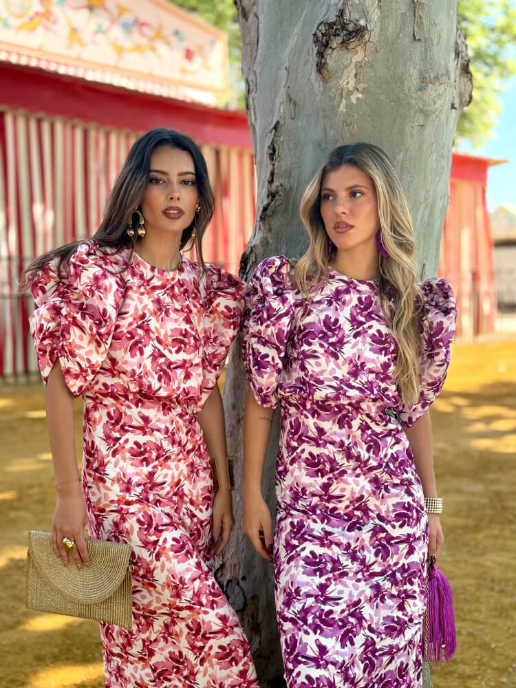 Vestido De Crespón Con Manga