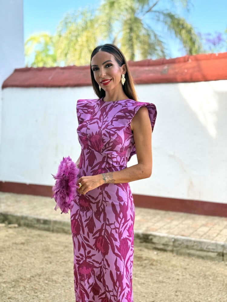 Vestido Morado Crespón Elástico