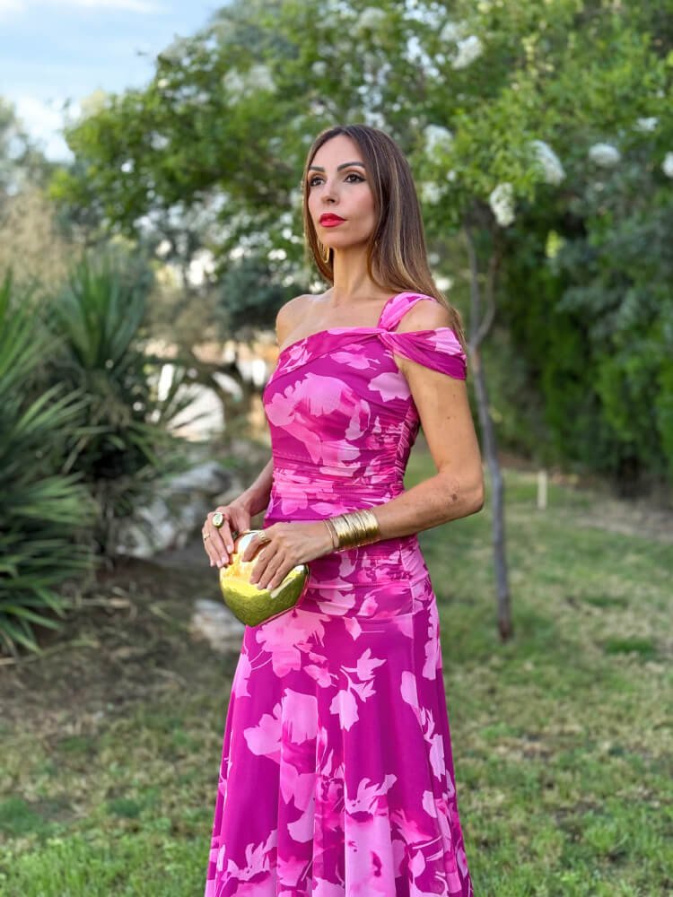 Vestido Largo Floral Asimétrico