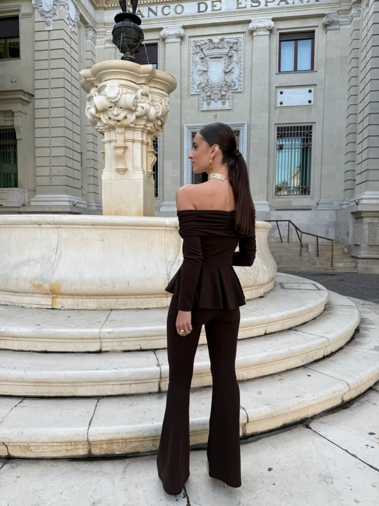 Conjunto Negro Crespón Top Palabra Honor