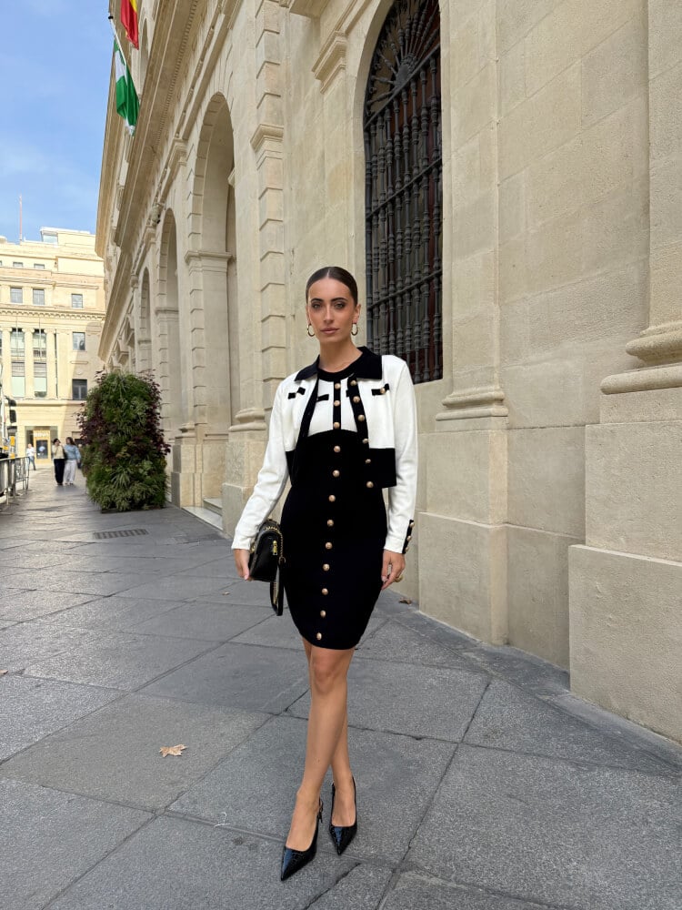 Conjunto Blanco Y Negro De Punto