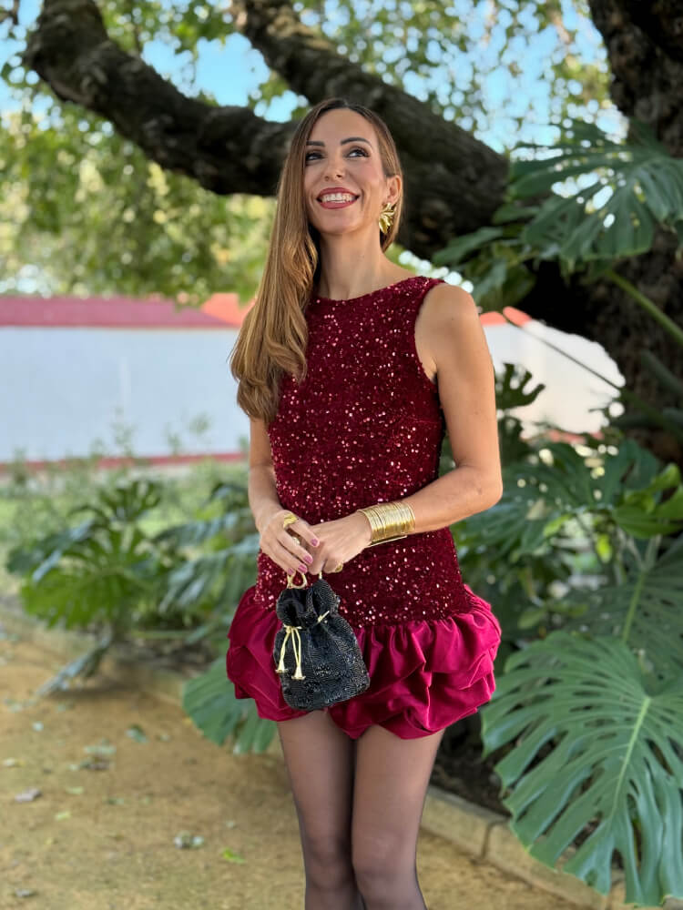 Vestido Mono Vino De Terciopelo