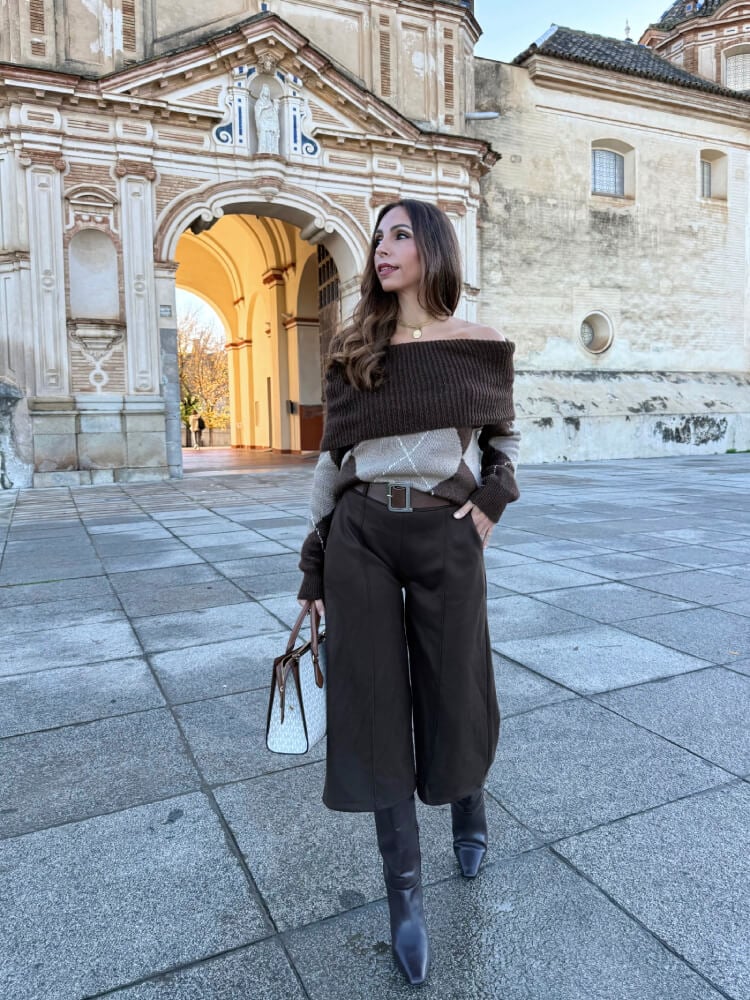 Pantalón Culotte Bermuda Corte Amplio