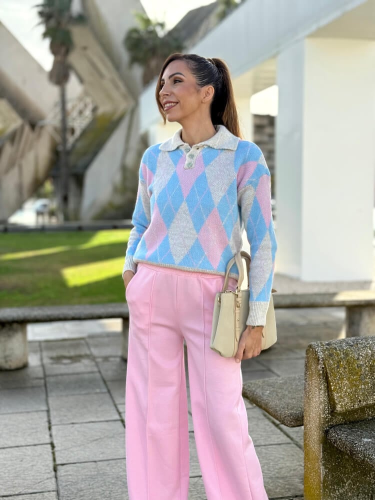 Jersey Rayas Pastel Cuello Polo Multicolor