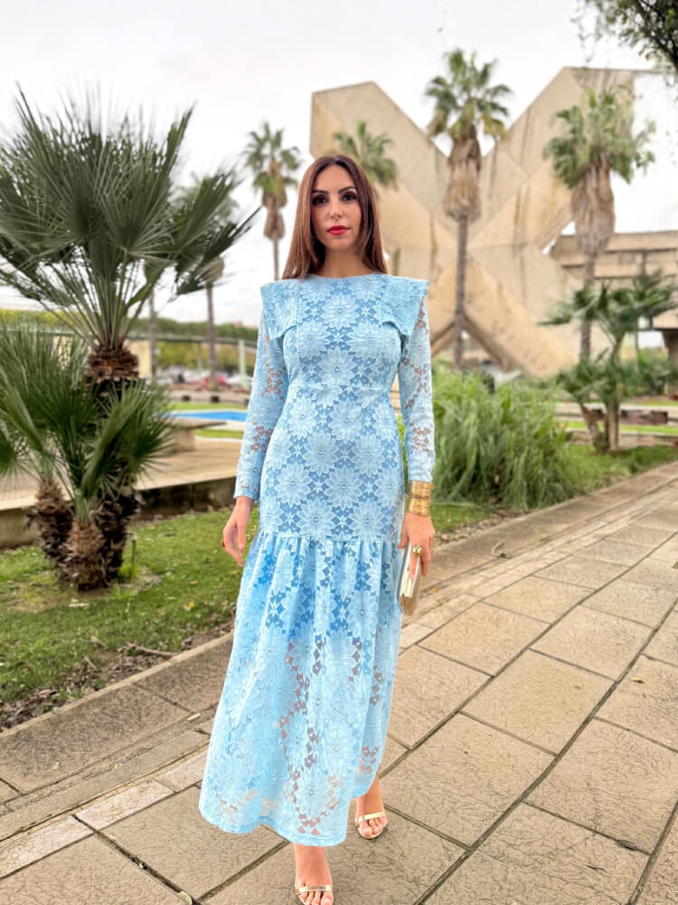 Vestido Encaje Detalle Tejido