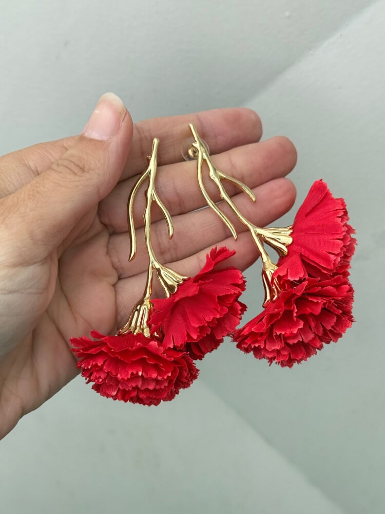Pendientes clavel rojos