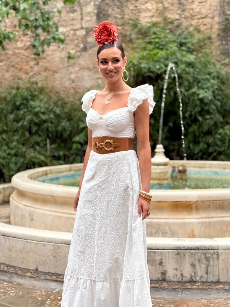 Bata blanca rociera tejido perforado