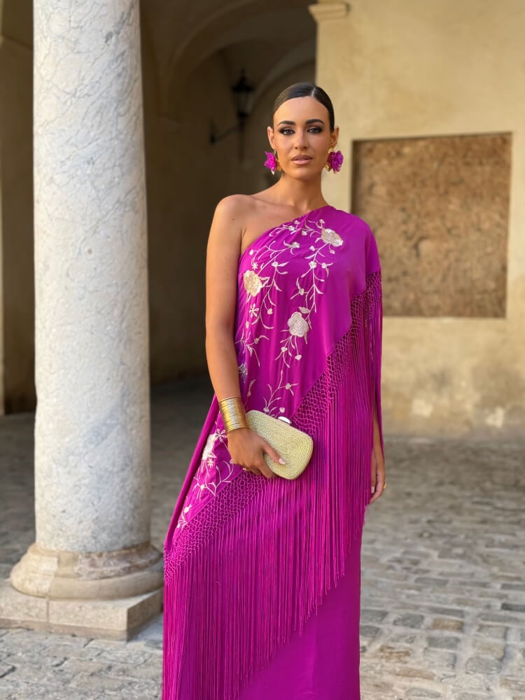 Vestido buganvilla elegante de un solo hombro