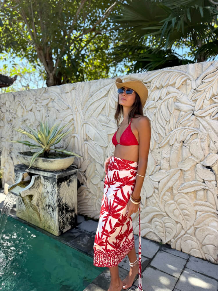 Falda pareo Palmeras con estampado tropical y nudo lateral