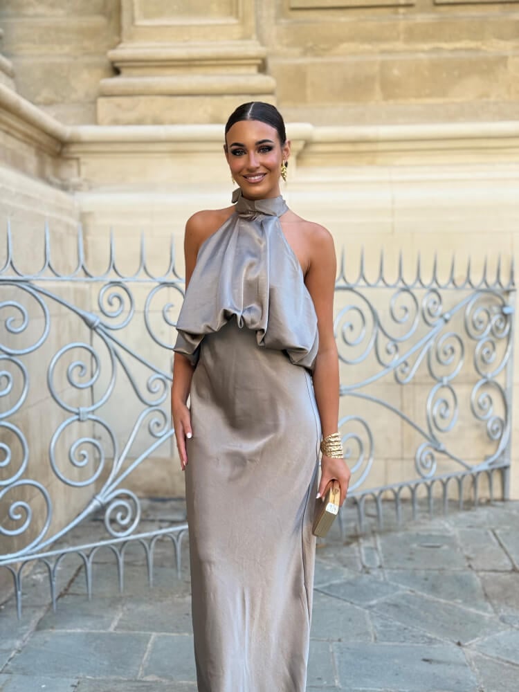 Vestido Bordeaux taupe